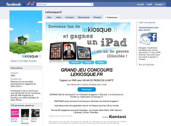 Concours Facebook LeKiosque.fr
